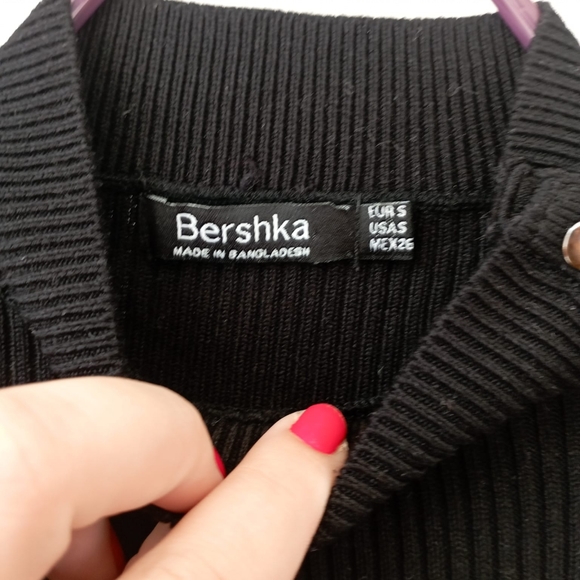 Bershka Minimalist Black Ribbed Dress - Picture 6 of 12